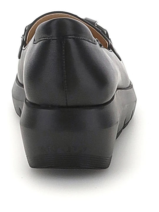 Leather Women's Loafers in Black Color