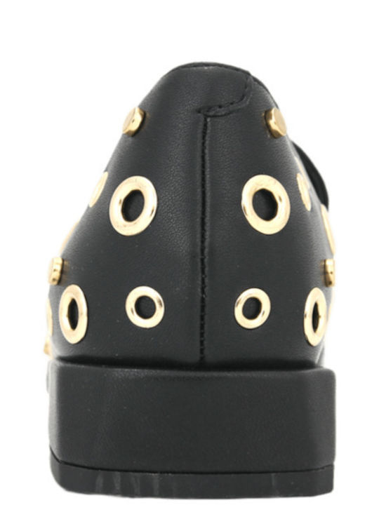 Leder Damen Mokassins in Schwarz Farbe