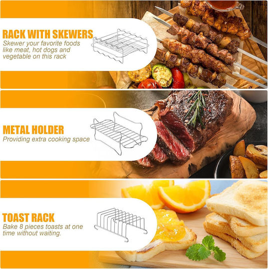 Set 19 Accesorii Tefal Ey9018 Dual Easy Fry 5 Air Fryer 2/3 1 L Tăvi Din Silicon Suporturi Clești Forme Pentru Brioșe Tavă Pentru Pâine Multifuncțional