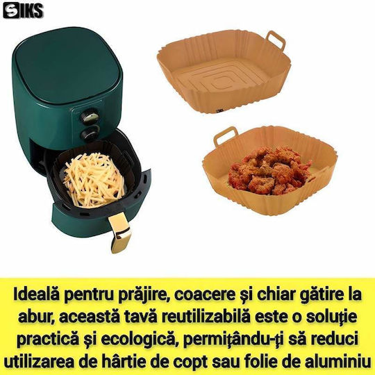 Tavă Protectoare Universală din Silicon Siks pentru Prăjitor cu Aer Reutilizabilă Pătrată Maro