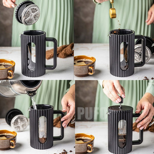 Pufo Infuser Französische Pressstempel-Kaffeemaschine 600ml Tee Kaffee Intensives Aroma Einfache Zubereitung