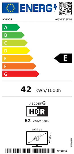 Kydos Smart Τηλεόραση 43" Full HD LED K43VF22SQ00 (2025)