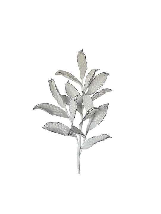 Art Et Lumiere White-Silver Glitter Leaf Branch