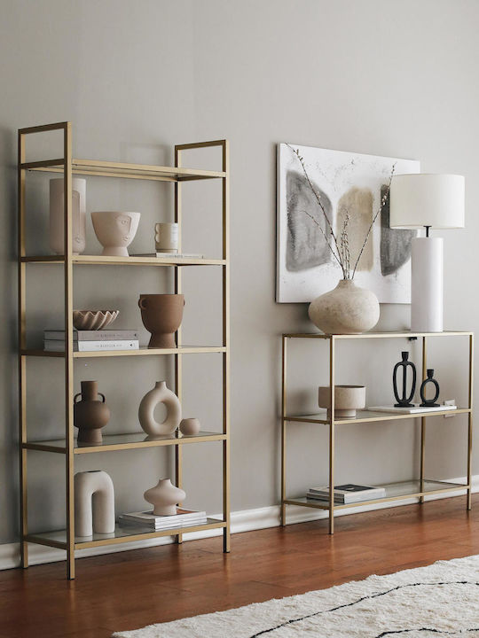 Consolă Metalică cu Suprafață din Sticlă Gold L100xL30xH85buc