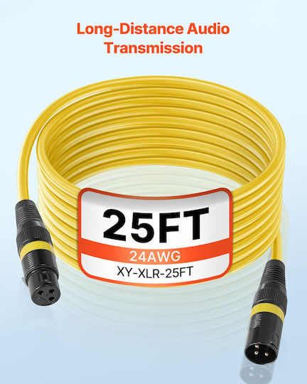 Vevor XLR male to 7.62m Cable Gold (KNYPXKNGDM25XDW13001V9)