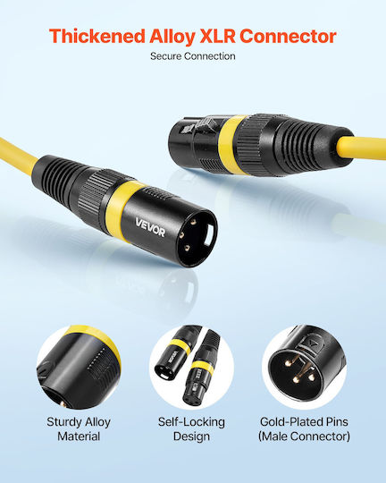 Vevor XLR male to 7.62m Cable Gold (KNYPXKNGDM25XDW13001V9)