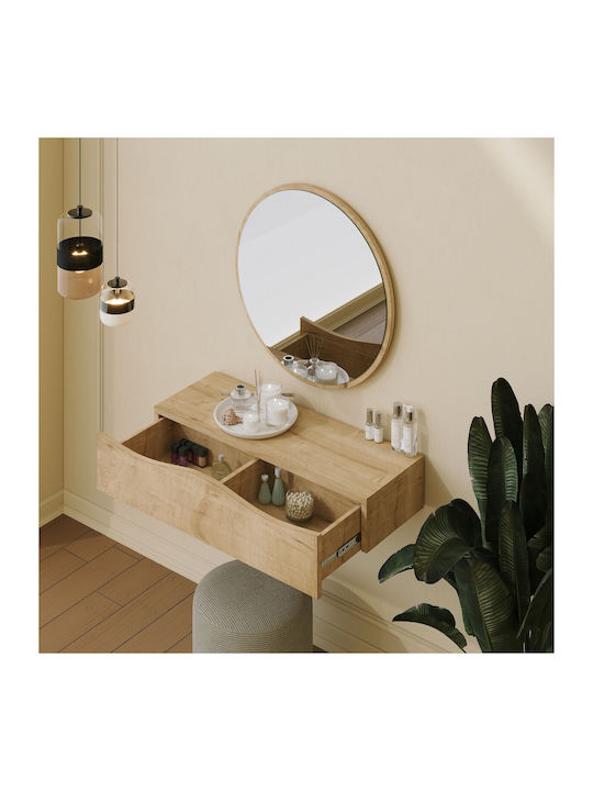 Wandmontierte Schminktisch Schlafzimmer Princesse Holz Eiche mit Spiegel 82x30x15cm