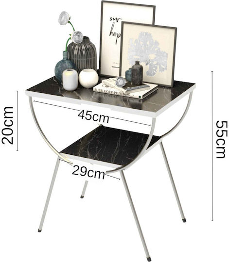 Modern Bedside Table with Round Metal Base and Open Shelf