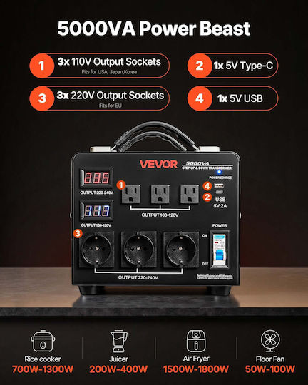 Vevor SXDYZHQZD110P393Z001V2 Стабилизатор на напрежение 5000VA