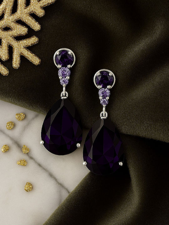 By Queen Σκουλαρίκια S925 Teardrop Amethyst