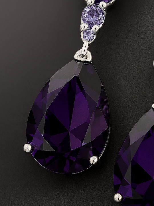 By Queen Σκουλαρίκια S925 Teardrop Amethyst