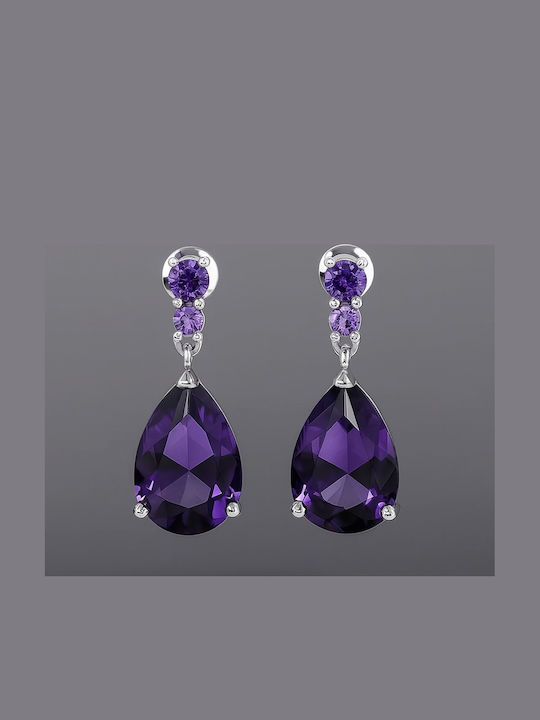 By Queen Σκουλαρίκια S925 Teardrop Amethyst