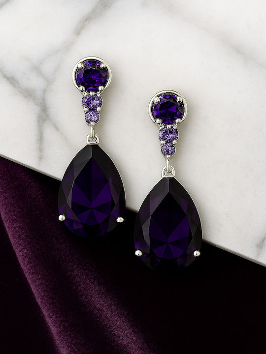 By Queen Σκουλαρίκια S925 Teardrop Amethyst