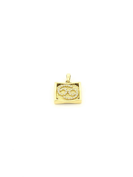 Krebs Tierkreiszeichen Charm aus 9K Gold mit Zirkon