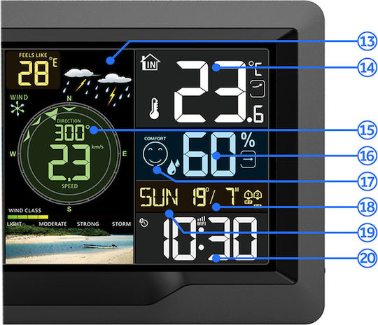 Berdsen BD-914 Drahtlos Wetterstation Digital Tischplatte Schwarz