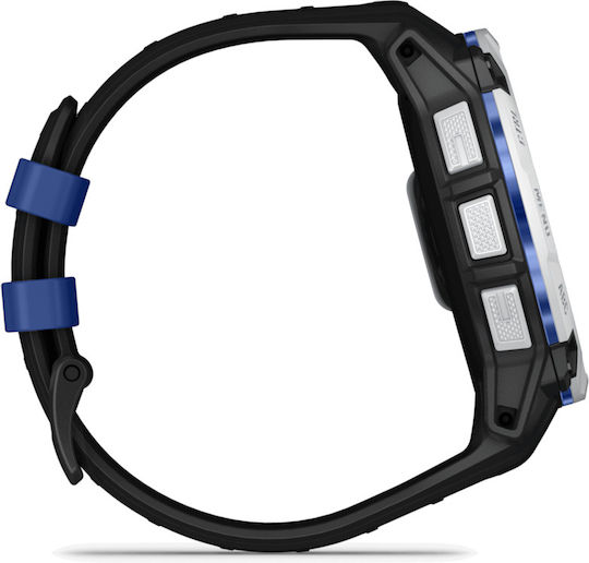 Garmin Instinct 3 Solar Aluminium 50mm Waterproof Smartwatch with Heart Rate Monitor (Whitestone with Black and Blue Limited Edition)