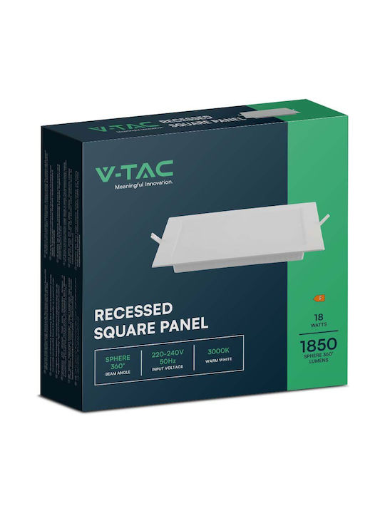 V-TAC Rechteckig Metallisch Einbau Spot mit integriertem LED und Kaltweißes Licht Weiß 1Stück