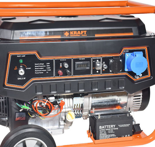 Kraft LT-9000 Generators Benzin mit Kickstart, Rädern und maximaler Leistung 9kVA