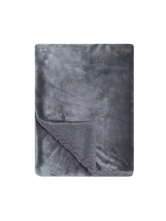 Kentia Stylish Ivanna Κουβέρτα Sherpa Καναπέ 130x170εκ. Γκρι