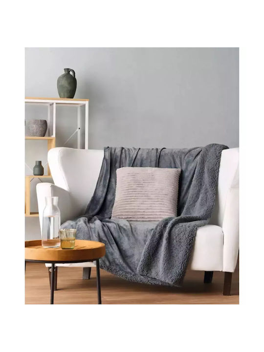 Kentia Stylish Ivanna Κουβέρτα Sherpa Καναπέ 130x170εκ. Γκρι