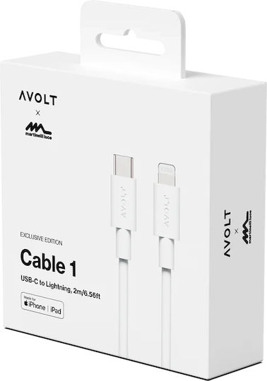 Fast Charging Data Cable Usb-c/lightning Apple Avolt X Martinelli Luce 2 Meters White