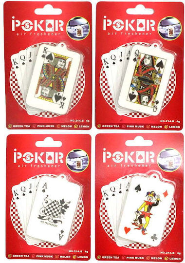 Autoline Lufterfrischer-Karte Autoanhänger Poker Grüner Tee, Rosa Moschus, Melone, Zitrone 1Stück