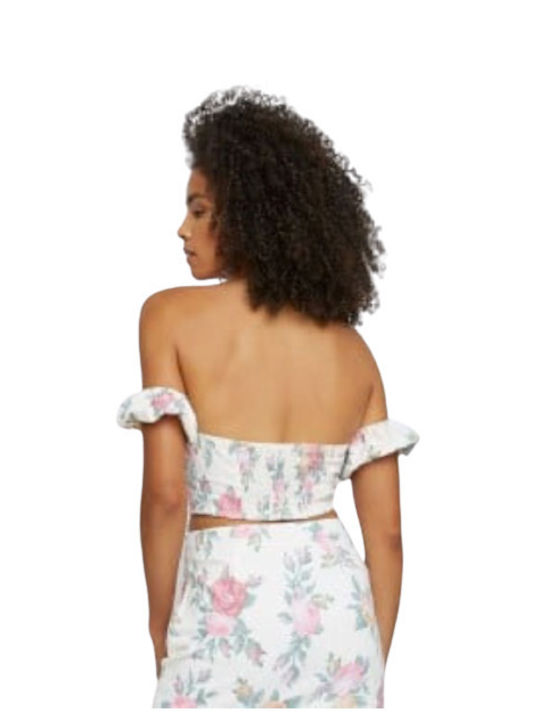 Women's Crop Top Off-Shoulder Floral Large Rose