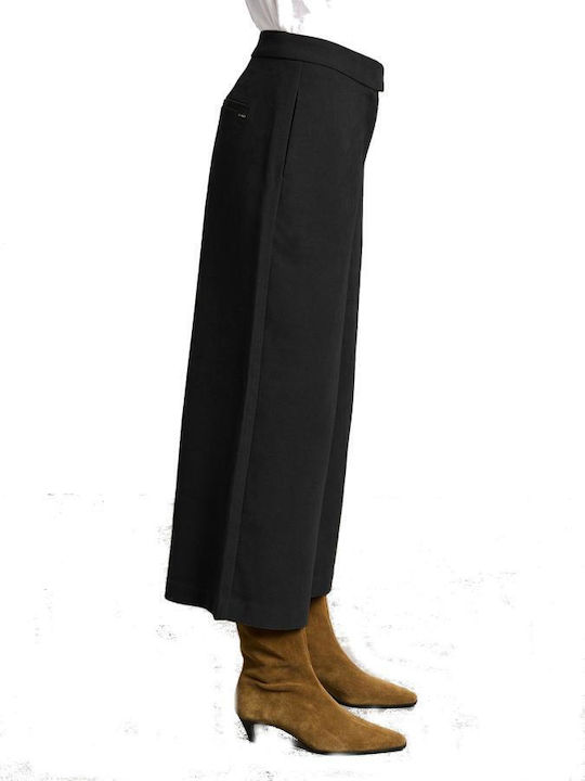 Damen Hoch tailliert Stoff Hose Black