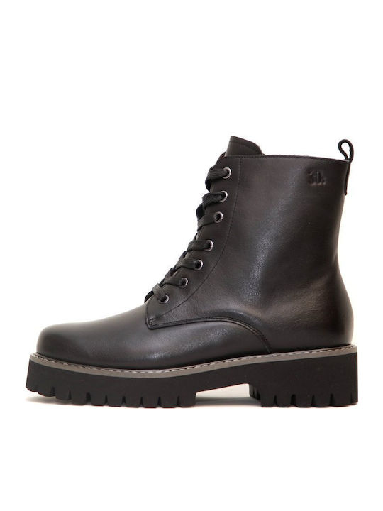 Leder Stiefeletten Damen Schwarz
