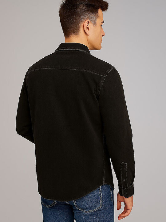 Long-sleeved Denim Shirt Gray