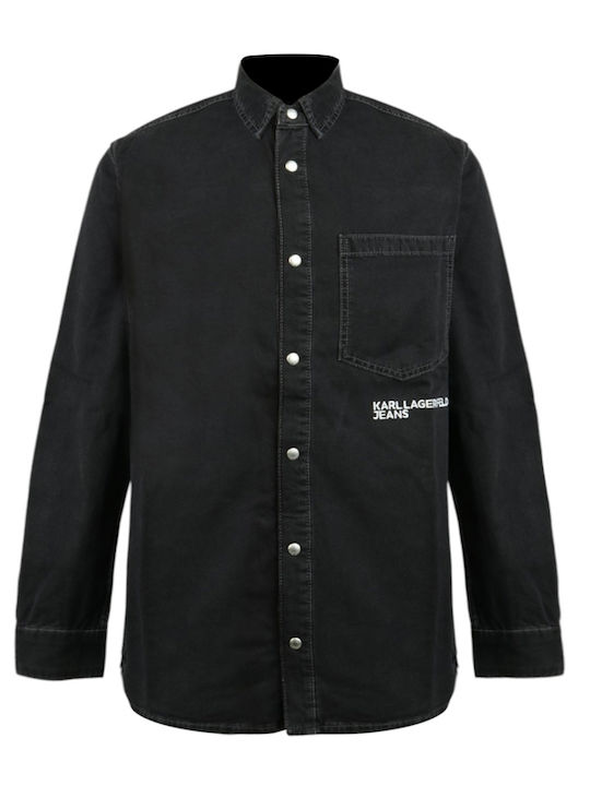 Long-sleeved Denim Shirt Black