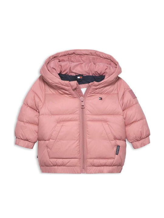 Kids Quilted Jacket with Hood Pink