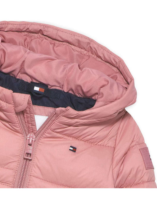 Kids Quilted Jacket with Hood Pink