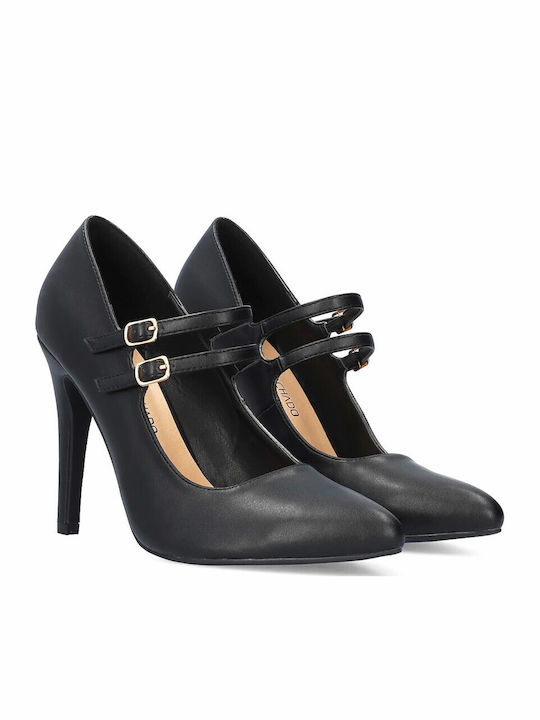 Pumps mit Riemchen & hoher Absatz Schwarz