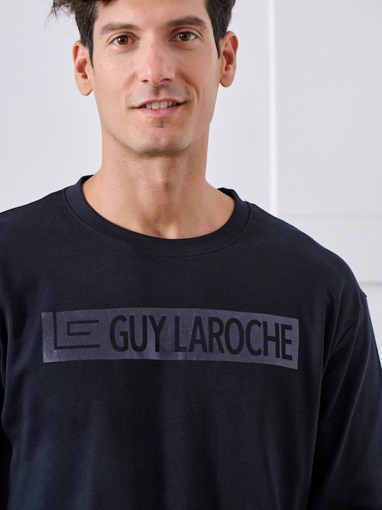Guy Laroche Χειμερινή Ανδρική Πιτζάμα Βαμβακερή Μαύρη
