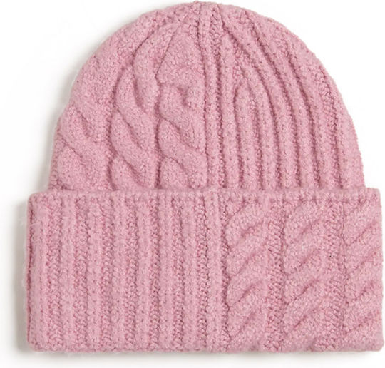 Cuff Beanie Ανδρικός Σκούφος Πλεκτός σε Ροζ χρώμα