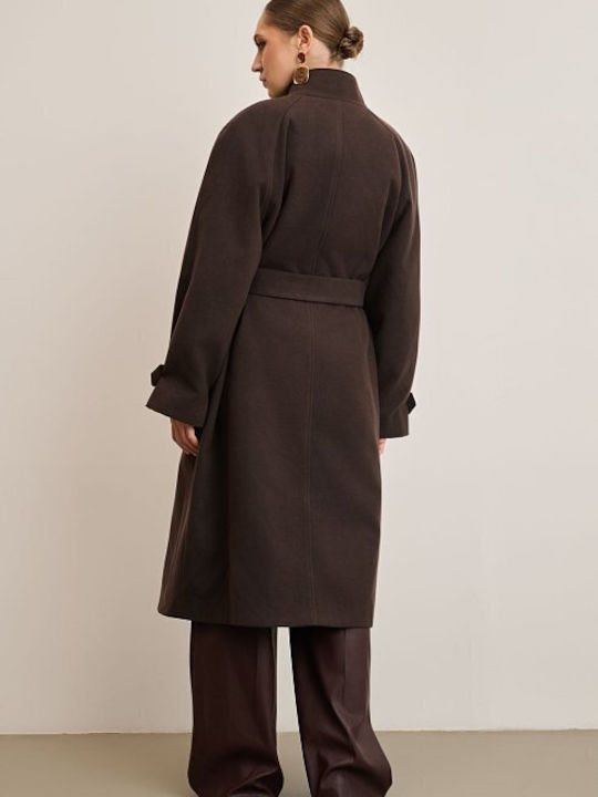 Дамско Кафяв Палто Oversized