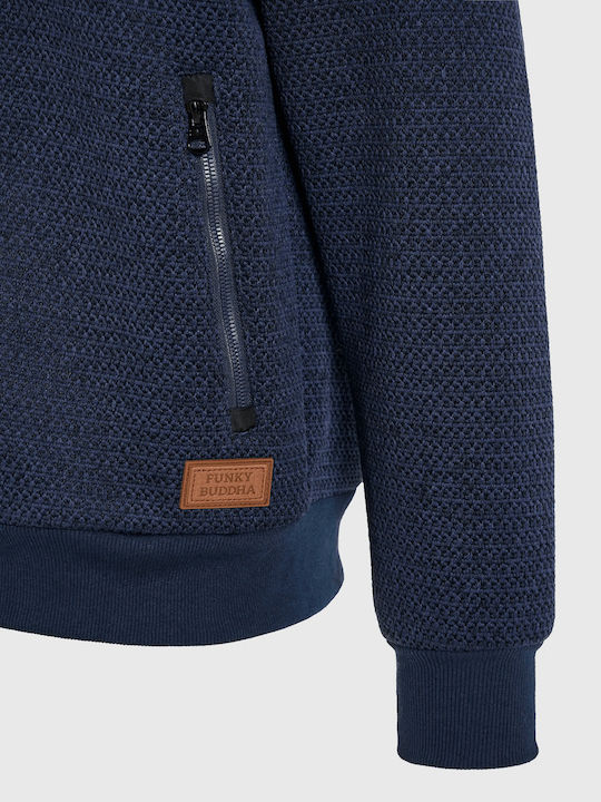 Men's Knitted Cardigan with Hood Navy Blue