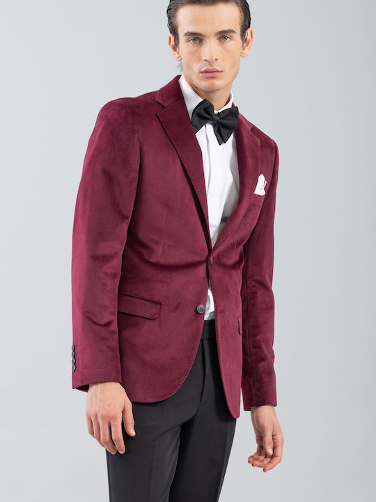 Men's Winter Suit Jacket Slim Fit Burgundy
