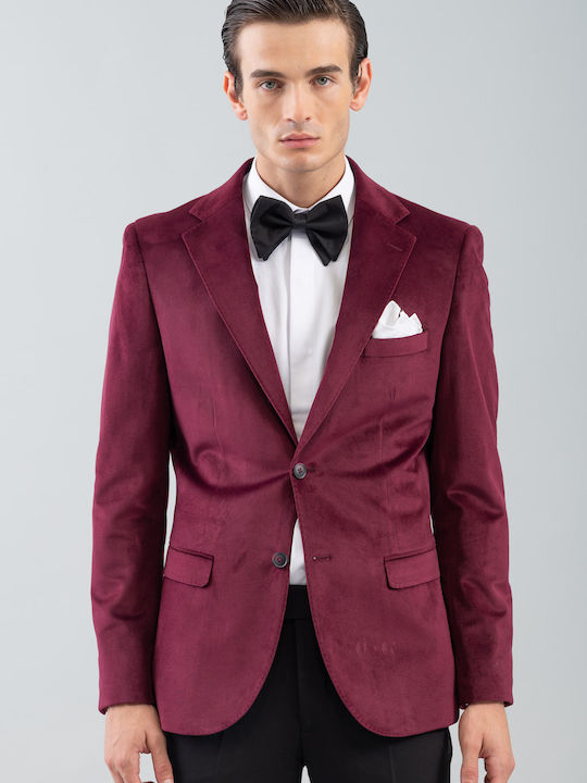 Men's Winter Suit Jacket Slim Fit Burgundy
