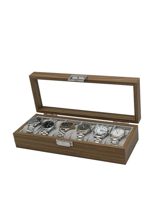 Elegant Wooden Box Storage Organization 6 Watches Pufo Gentleman Model Brown Elegant Wooden Box Storage Organization 6 Watches Pufo Gentleman Model Brown