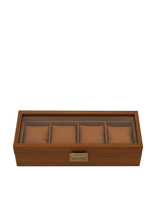 Elegant Wooden Case Storing Organizing 4 Watches Pufo Noble Model Brown