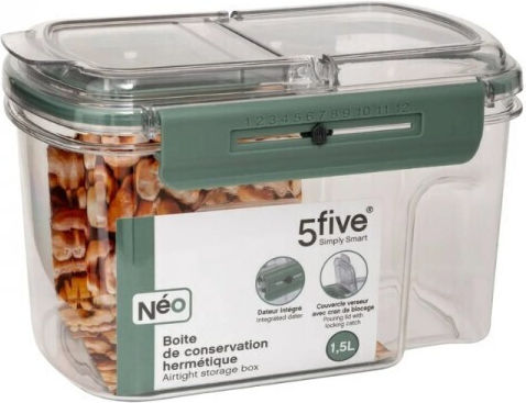 5Five Plastic Transparent Lunch Box With Compartments 1.5lt