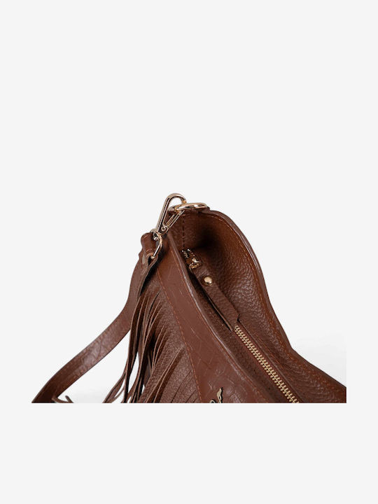Leder Damentasche Schultertasche Braun