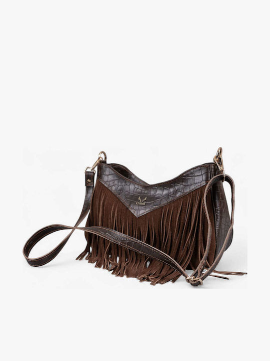 Leder Damentasche Schultertasche Brown suede