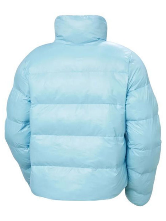 Women's Short Puffer Jacket for Winter Light Blue