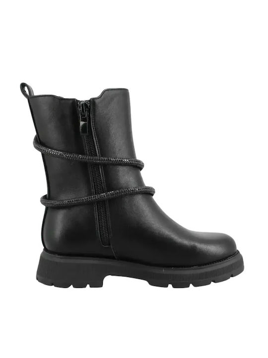 Anatomical Leather Kids Boots with Zipper Black
