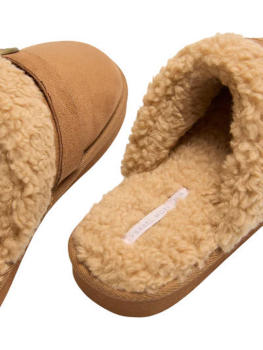 Winter Women's Slippers with Brown Fur