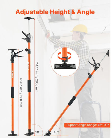 Vevor Cabinet Clamp Support Post 2 Pieces Telescopic Quick Support Steel Rod 116-290 Cm Adjustable Third Hand System Capacity Up To 70 Kg Cabinet Installation Drywall Lifting Load Bars