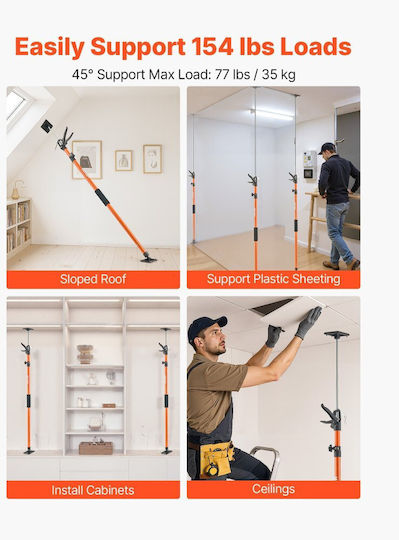 Vevor Cabinet Clamp Support Post 2 Pieces Telescopic Quick Support Steel Rod 116-290 Cm Adjustable Third Hand System Capacity Up To 70 Kg Cabinet Installation Drywall Lifting Load Bars